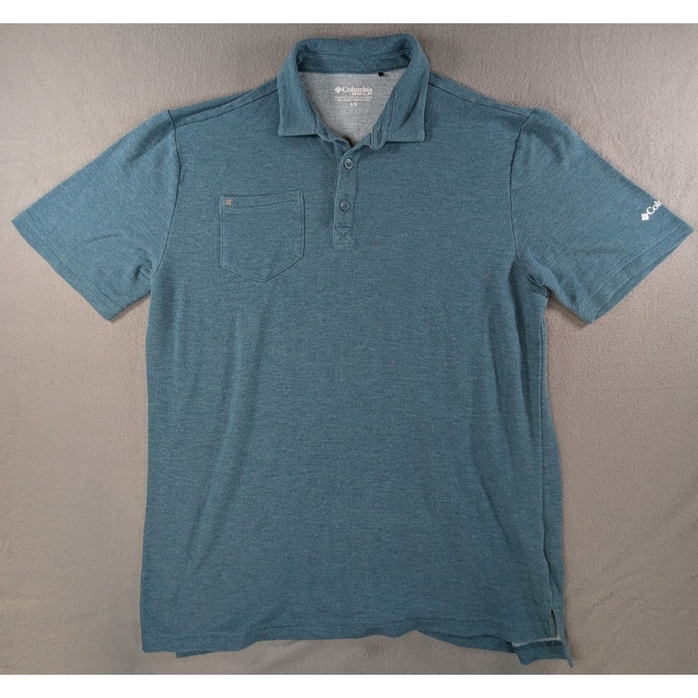 Columbia Mens Golf Performance Pocket Polo‎ Shirt Large Blue Heather